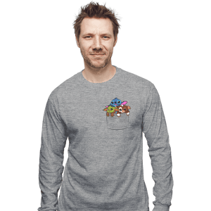 Shirts Long Sleeve Shirts, Unisex / Small / Sports Grey Kawaii Pocket