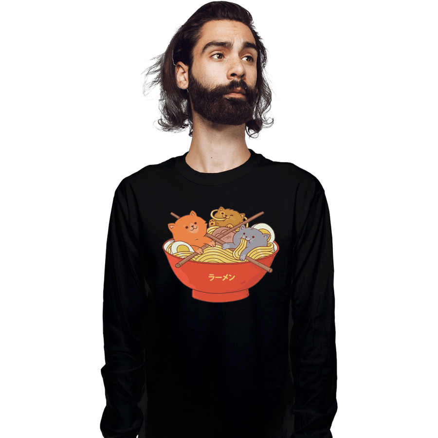 Shirts Long Sleeve Shirts, Unisex / Small / Black Ramen Cats