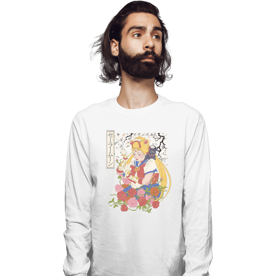 Shirts Long Sleeve Shirts, Unisex / Small / White Moon Print