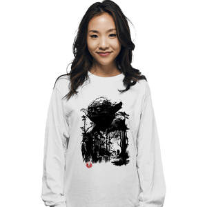 Daily_Deal_Shirts Long Sleeve Shirts, Unisex / Small / White The Master In The Swamp Sumi-e