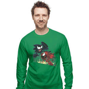 Shirts Long Sleeve Shirts, Unisex / Small / Irish Green Echidna Vs Hedgehog