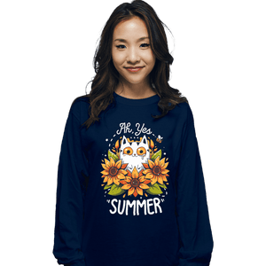 Daily_Deal_Shirts Long Sleeve Shirts, Unisex / Small / Navy Summer Kitten Sniffles