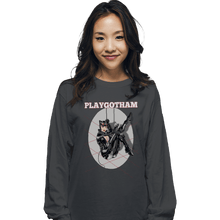 Load image into Gallery viewer, Shirts Long Sleeve Shirts, Unisex / Small / Charcoal Playgotham Catwoman

