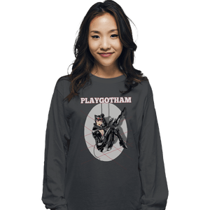 Shirts Long Sleeve Shirts, Unisex / Small / Charcoal Playgotham Catwoman