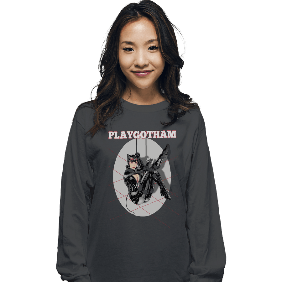 Shirts Long Sleeve Shirts, Unisex / Small / Charcoal Playgotham Catwoman