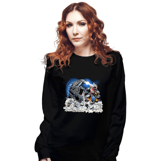 Daily_Deal_Shirts Long Sleeve Shirts, Unisex / Small / Black Godzilla VS Megazord