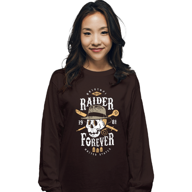Shirts Long Sleeve Shirts, Unisex / Small / Dark Chocolate Raider Forever
