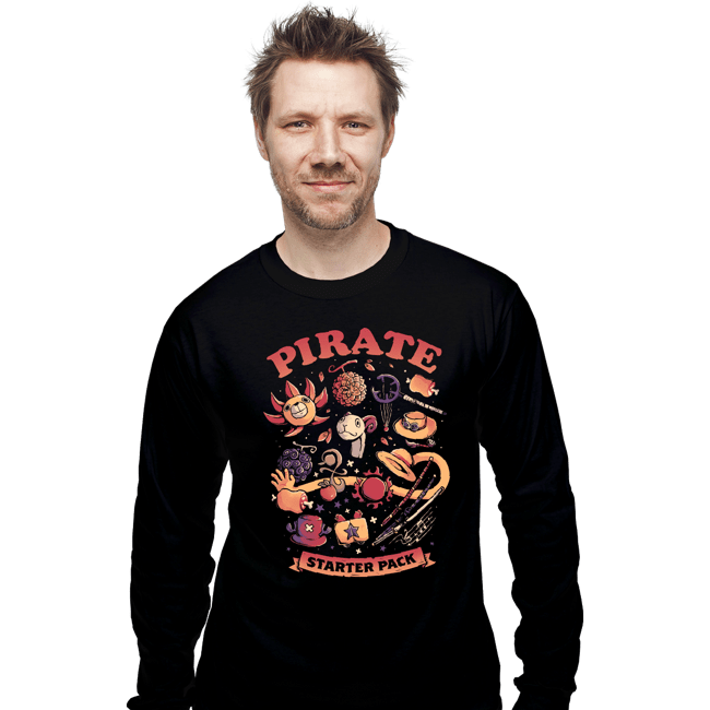 Daily_Deal_Shirts Long Sleeve Shirts, Unisex / Small / Black Pirate Starter Pack