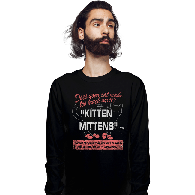 Secret_Shirts Long Sleeve Shirts, Unisex / Small / Black Kitten Mittens