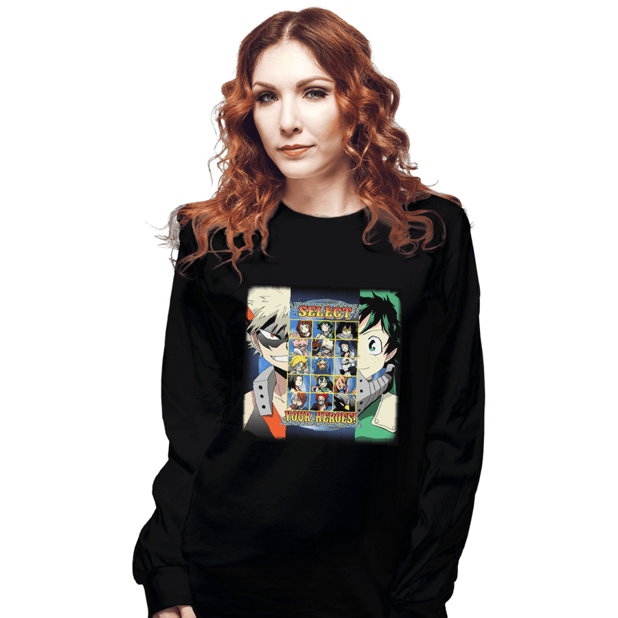 Shirts Long Sleeve Shirts, Unisex / Small / Black Hero Select