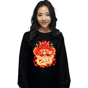 Daily_Deal_Shirts Long Sleeve Shirts, Unisex / Small / Black Peach Fire