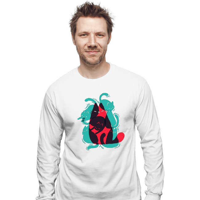Shirts Long Sleeve Shirts, Unisex / Small / White Cat Shapes