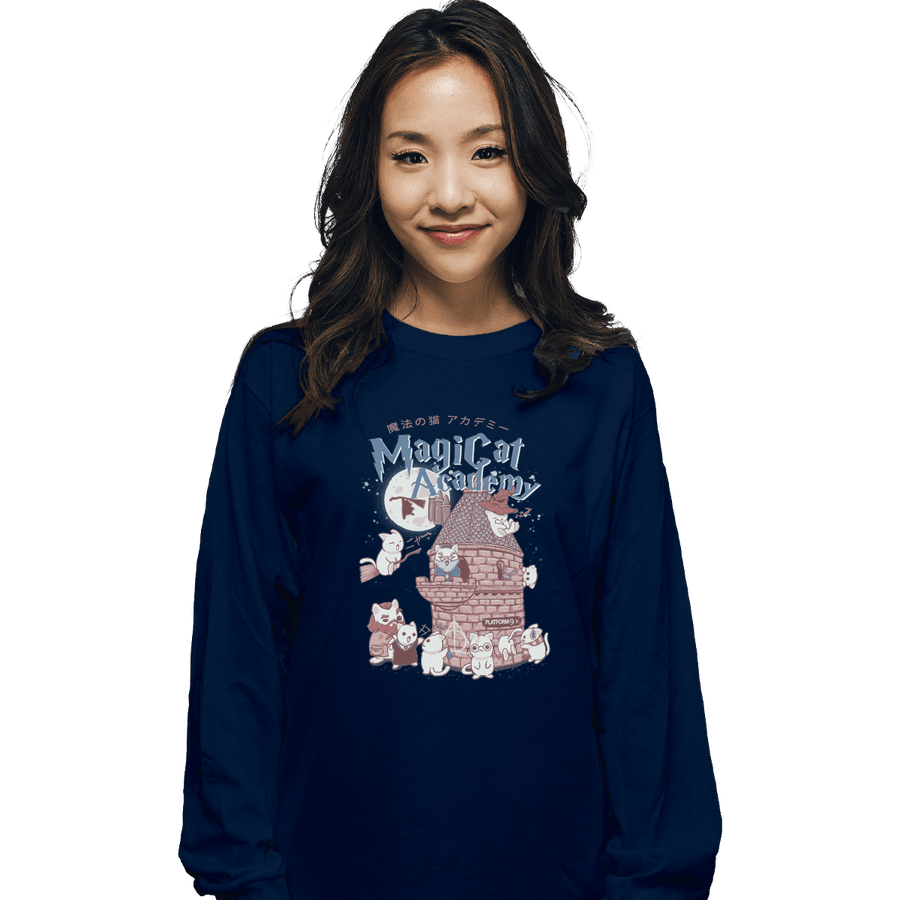 Shirts Long Sleeve Shirts, Unisex / Small / Navy Magicat Academy