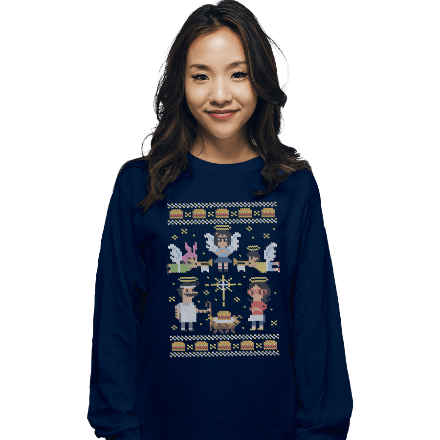 Shirts Long Sleeve Shirts, Unisex / Small / Navy A Juicy Delicious Christmas
