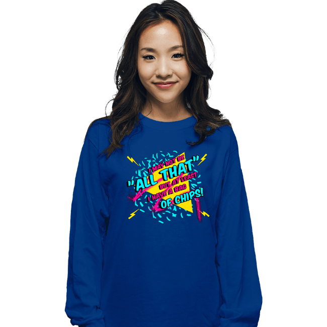 Shirts Long Sleeve Shirts, Unisex / Small / Royal Blue And a Bag of Chips