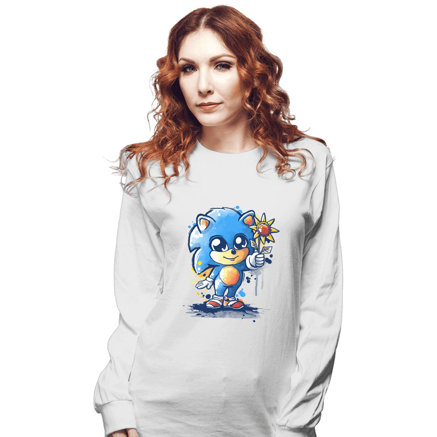 Shirts Long Sleeve Shirts, Unisex / Small / White Little Baby Hedgehog