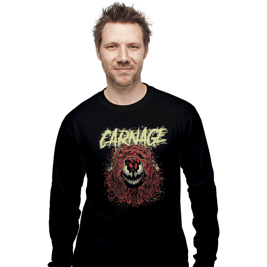 Shirts Long Sleeve Shirts, Unisex / Small / Black Carnage Red