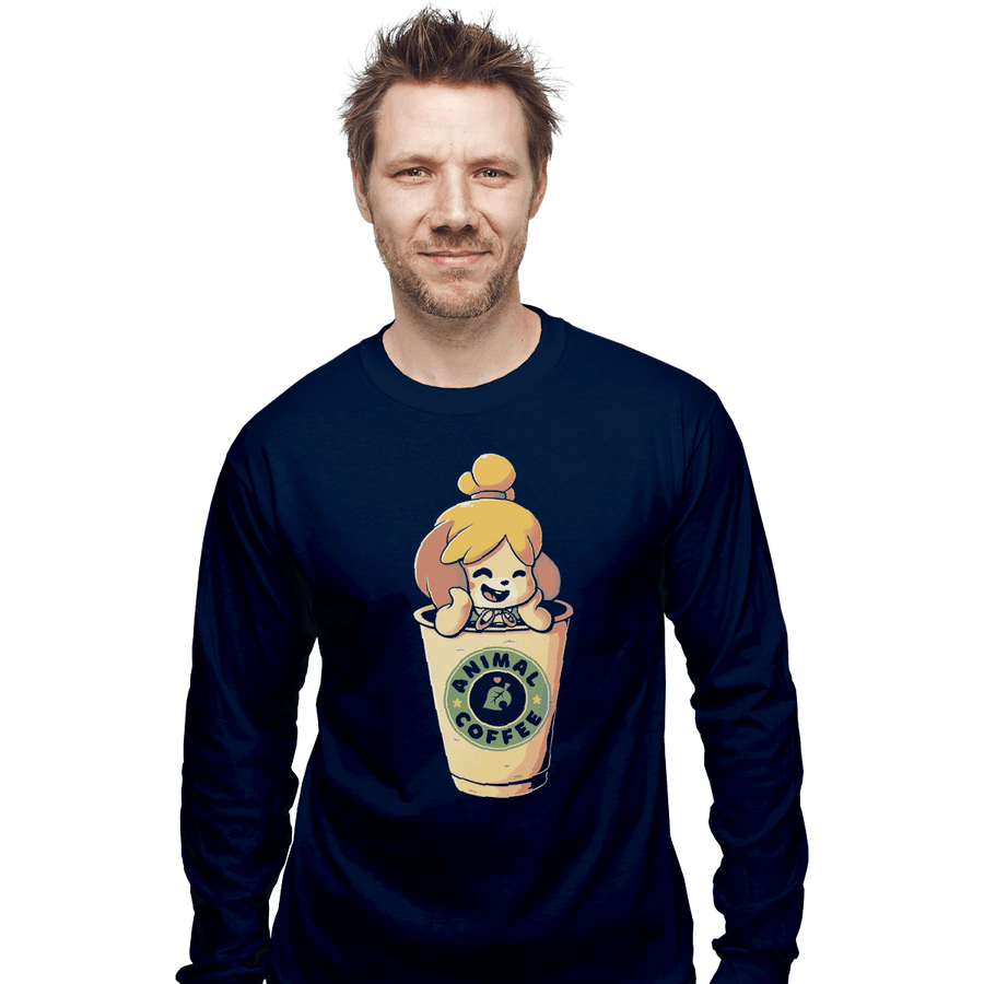 Shirts Long Sleeve Shirts, Unisex / Small / Navy Animal Coffee