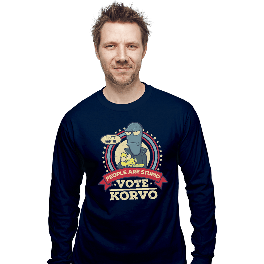 Shirts Long Sleeve Shirts, Unisex / Small / Navy Vote Korvo