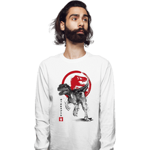 Load image into Gallery viewer, Secret_Shirts Long Sleeve Shirts, Unisex / Small / White Velociraptor Sumi-E

