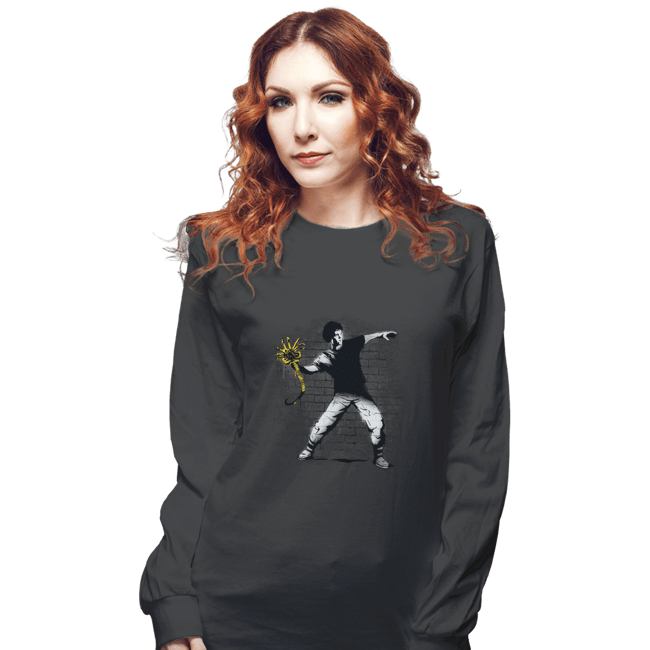 Secret_Shirts Long Sleeve Shirts, Unisex / Small / Charcoal Alien Thrower