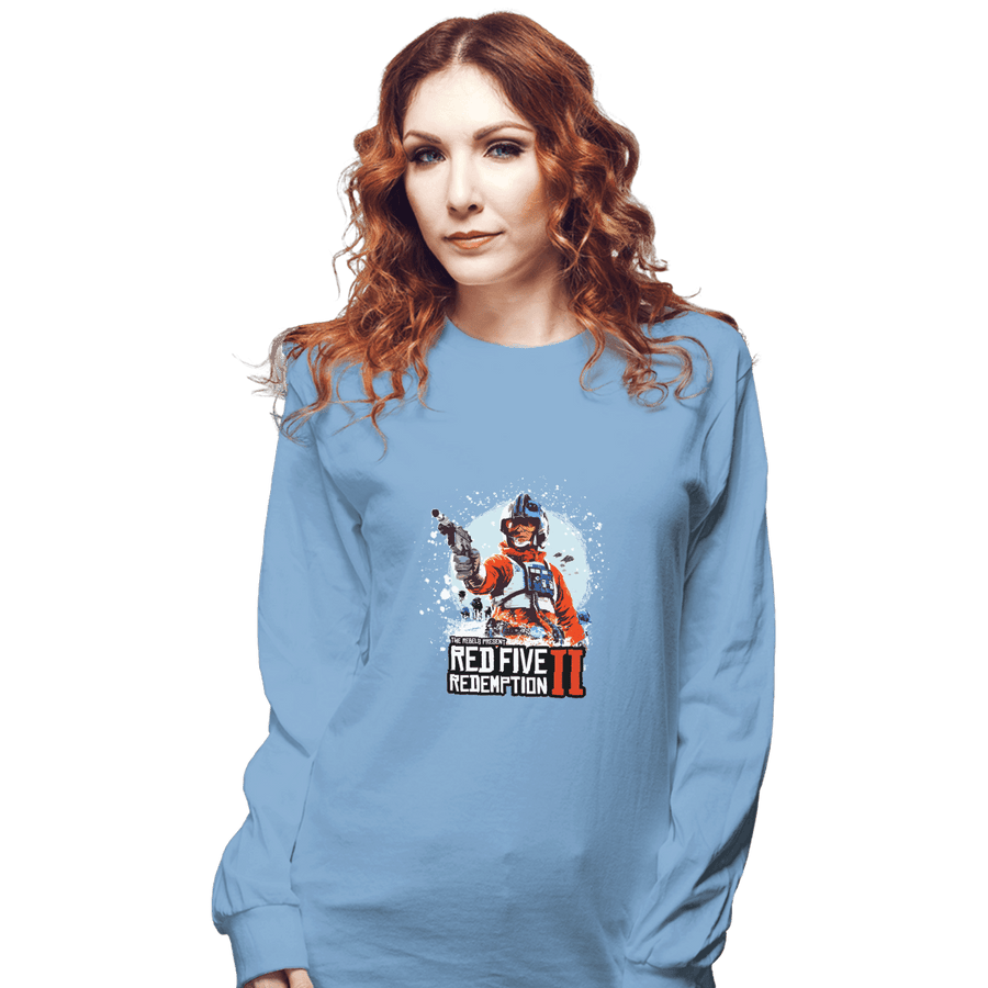 Shirts Long Sleeve Shirts, Unisex / Small / Powder Blue Red Five Redemption II