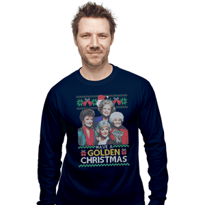 Shirts Long Sleeve Shirts, Unisex / Small / Navy Golden Christmas