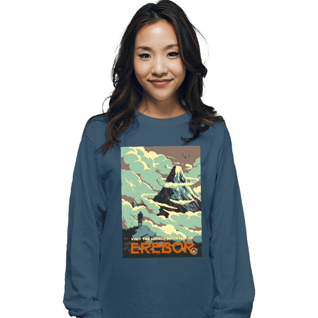 Shirts Long Sleeve Shirts, Unisex / Small / Indigo Blue Visit Erebor