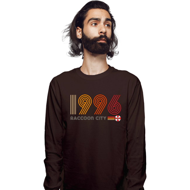 Daily_Deal_Shirts Long Sleeve Shirts, Unisex / Small / Dark Chocolate Raccoon City 1996