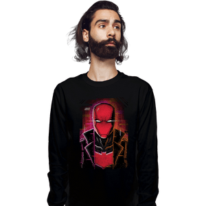 Daily_Deal_Shirts Long Sleeve Shirts, Unisex / Small / Black Glitch Red Hood