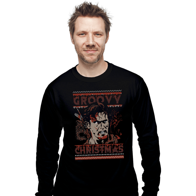 Daily_Deal_Shirts Long Sleeve Shirts, Unisex / Small / Black Groovy Christmas