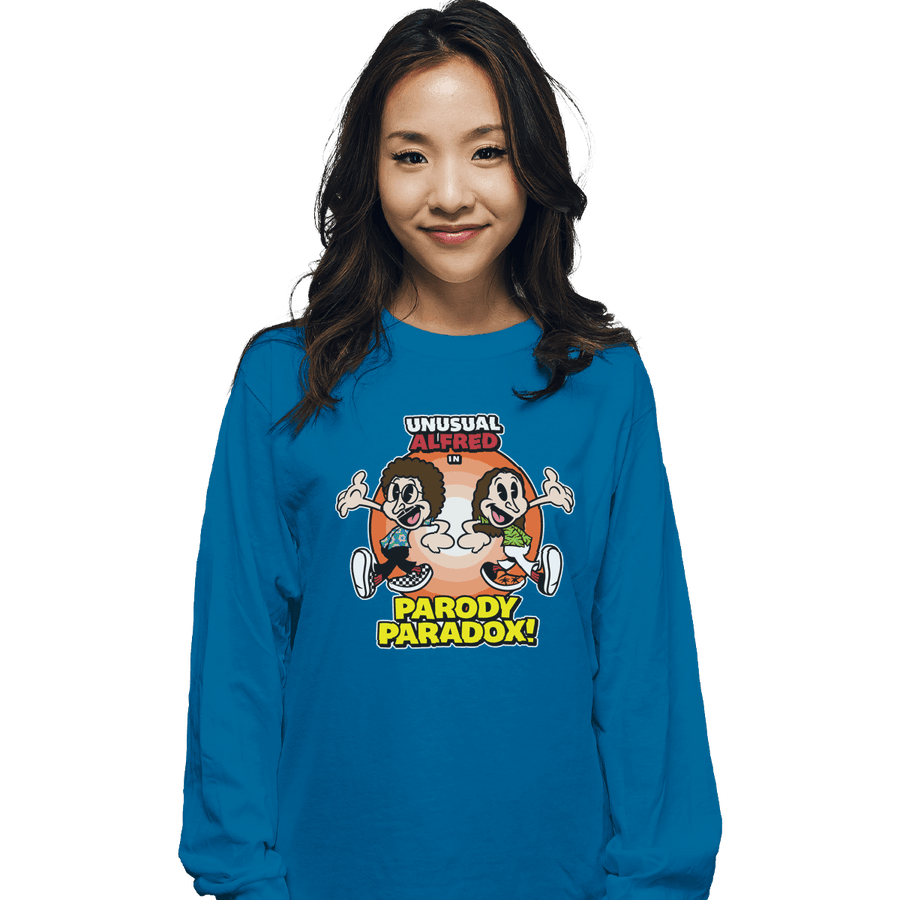 Shirts Long Sleeve Shirts, Unisex / Small / Sapphire Parody Paradox!
