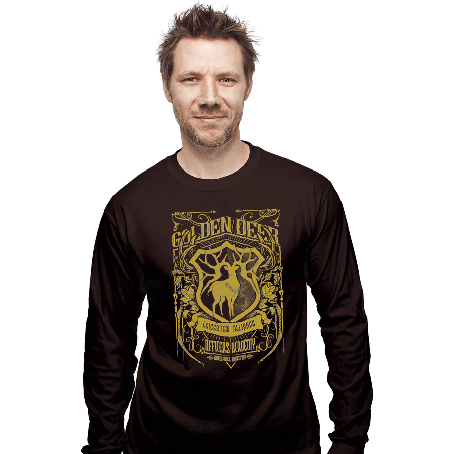 Shirts Long Sleeve Shirts, Unisex / Small / Dark Chocolate Golden Deer Officers Academy