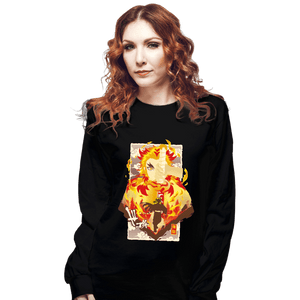 Shirts Long Sleeve Shirts, Unisex / Small / Black Flame Kyojuro