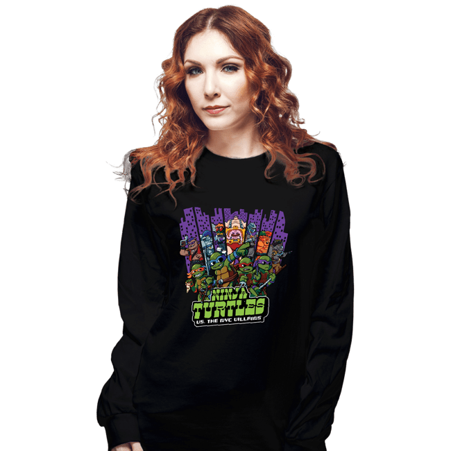 Daily_Deal_Shirts Long Sleeve Shirts, Unisex / Small / Black TMNT Vs The NYC Villains