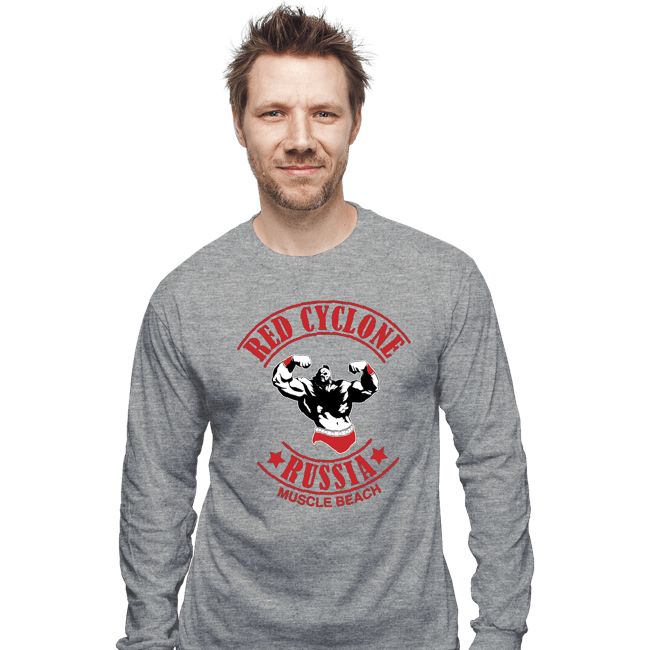 Shirts Long Sleeve Shirts, Unisex / Small / Sports Grey Red Cyclone Muscle Beach