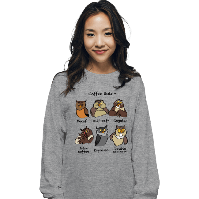 Secret_Shirts Long Sleeve Shirts, Unisex / Small / Sports Grey Coffee Owls!