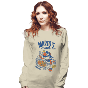 Daily_Deal_Shirts Long Sleeve Shirts, Unisex / Small / Natural Mario's Pizzeria