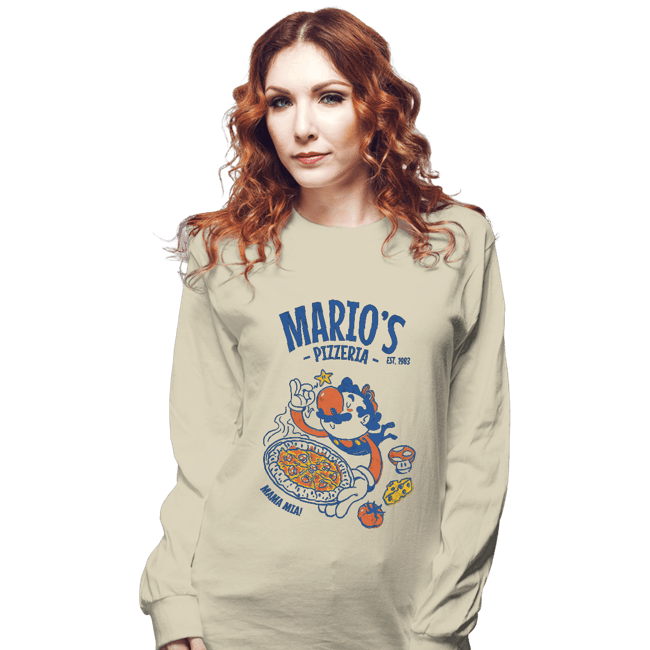 Daily_Deal_Shirts Long Sleeve Shirts, Unisex / Small / Natural Mario's Pizzeria