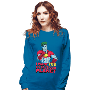 Shirts Long Sleeve Shirts, Unisex / Small / Sapphire Planeteer Call