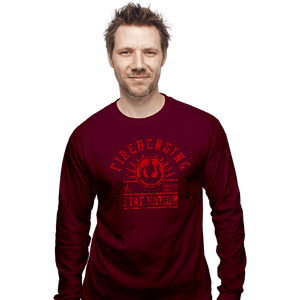 Shirts Long Sleeve Shirts, Unisex / Small / Maroon Fire Bending