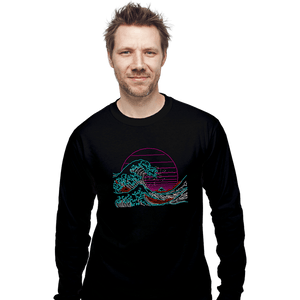 Shirts Long Sleeve Shirts, Unisex / Small / Black Great Neon Wave