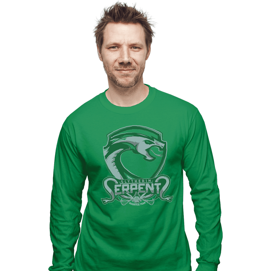 Shirts Long Sleeve Shirts, Unisex / Small / Irish Green Slytherin Serpents
