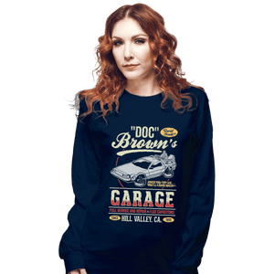 Shirts Long Sleeve Shirts, Unisex / Small / Navy Doc Brown's Garage