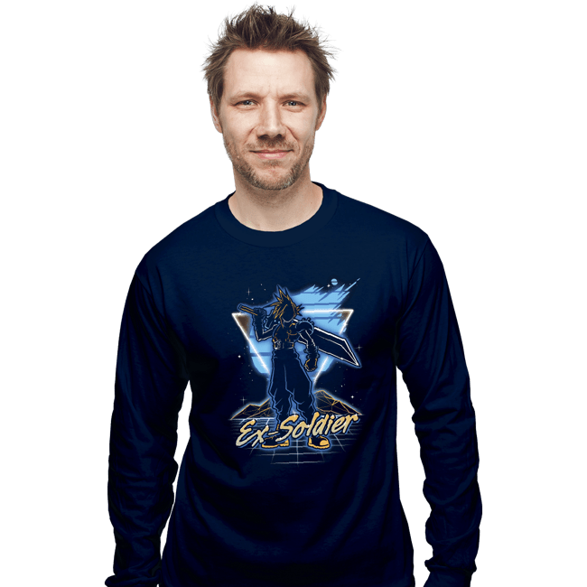 Shirts Long Sleeve Shirts, Unisex / Small / Navy Retro Ex-Soldier