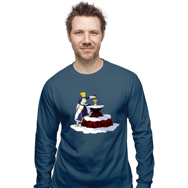 Shirts Long Sleeve Shirts, Unisex / Small / Indigo Blue Saber In The Stone