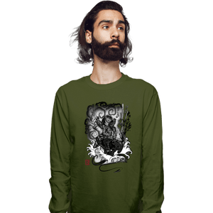 Shirts Long Sleeve Shirts, Unisex / Small / Military Green The Hunter And The Demon