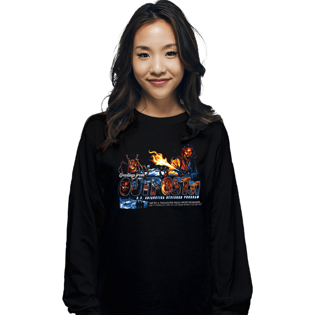 Daily_Deal_Shirts Long Sleeve Shirts, Unisex / Small / Black Greetings From Outpost 31