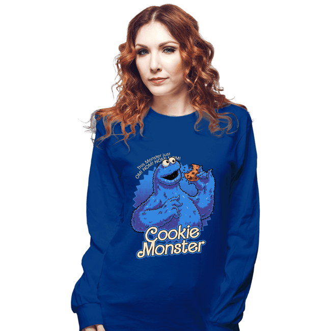 Daily_Deal_Shirts Long Sleeve Shirts, Unisex / Small / Royal Blue Cookie Monster Doll