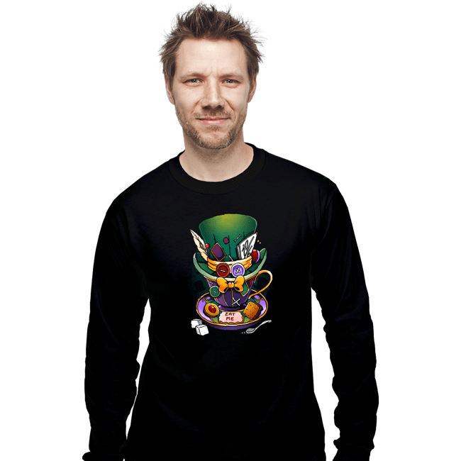 Daily_Deal_Shirts Long Sleeve Shirts, Unisex / Small / Black Mad Hatter Mug